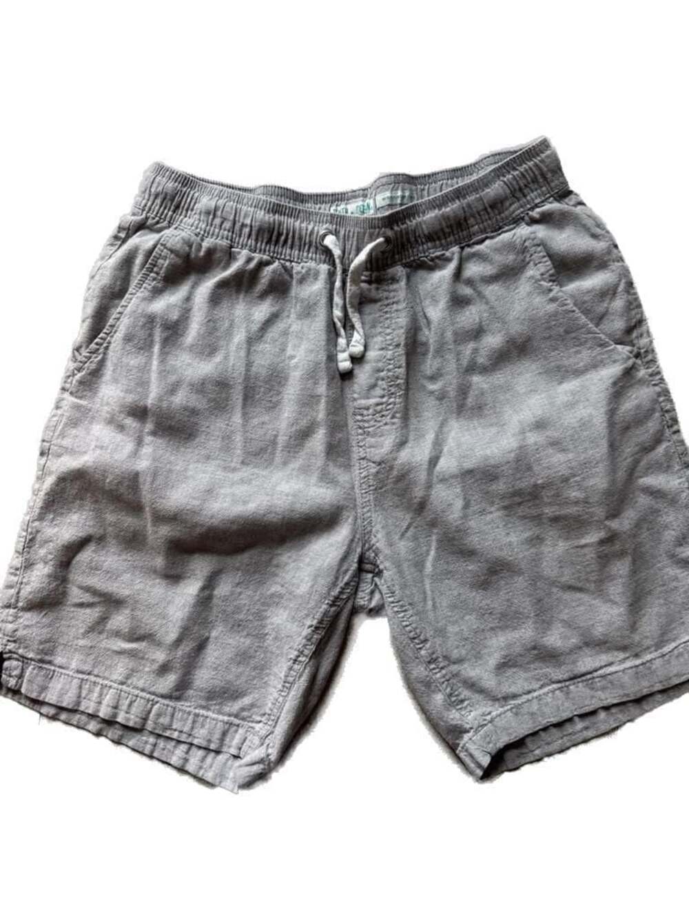 Tenth + Ocean Gray Drawstring Pull-On Linen Blend Shorts